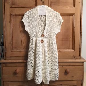Gorgeous Free People White Crochet Long Sweater