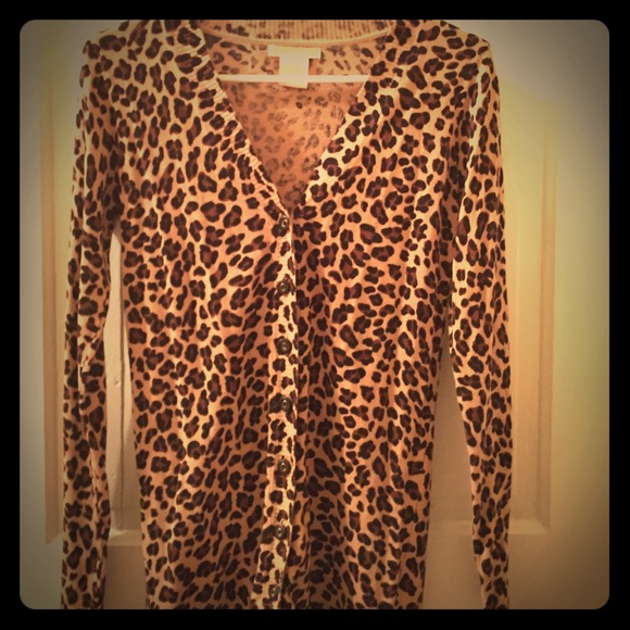 Leopard print cardigan.