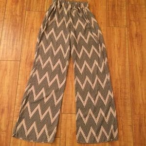 Wide legged Black and Tan patterned pants