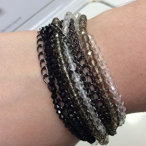 Metal and jewel braided bracelet