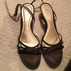 Ann Taylor brown heels strap ankle
