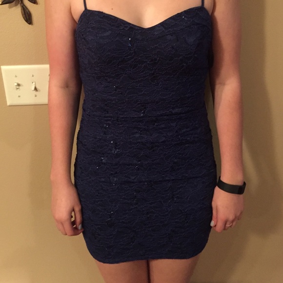 Tight formal navy blue dress