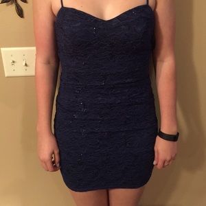 Tight formal navy blue dress