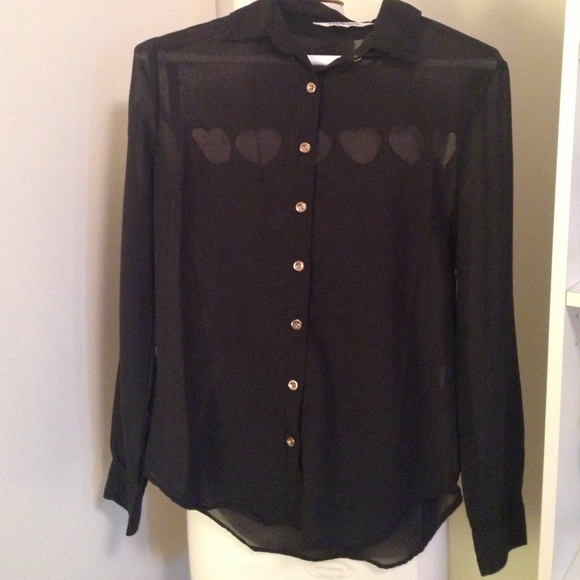 Sheer black button up