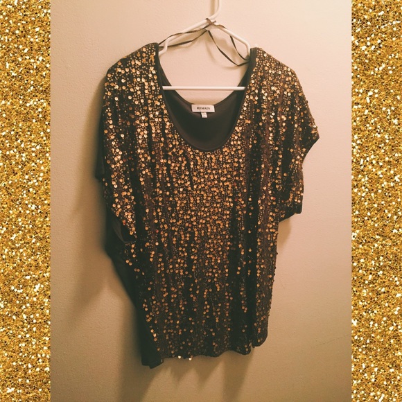 Gold sequined off the shoulder top