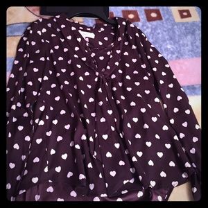 Loft Purple Hearts Blouse