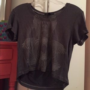 Grey patterned loose crop top