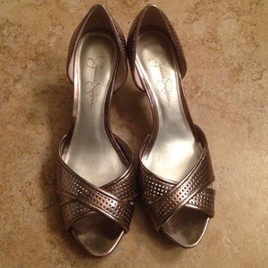 Jessica Simpson silver heels