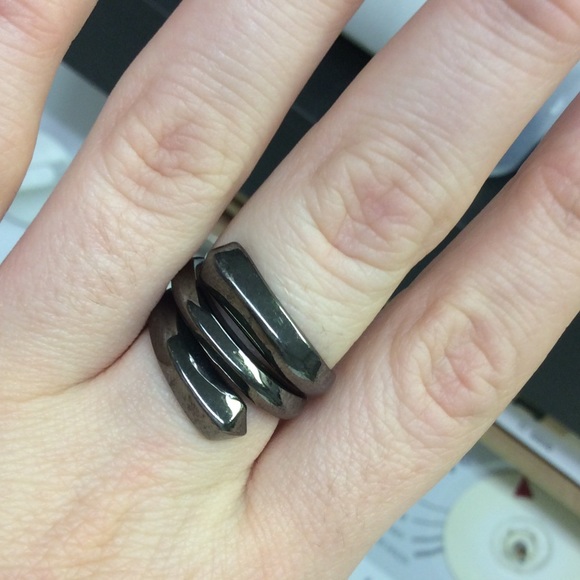 Gunmetal triple strap ring. BOGO!
