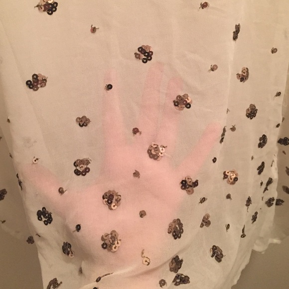 Sequined sheer white oversized top - Picture 2 of 4
