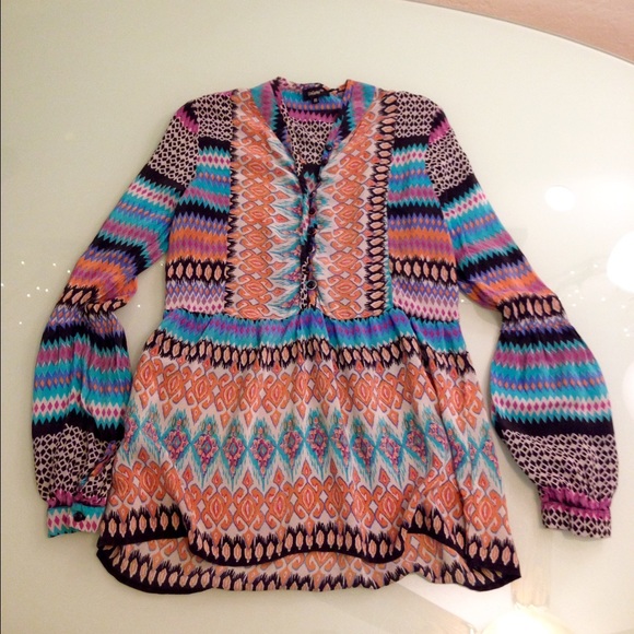 Anthropologie Tops - Anthropologie Tolani Silk Tunic w/ Bishop Sleeves