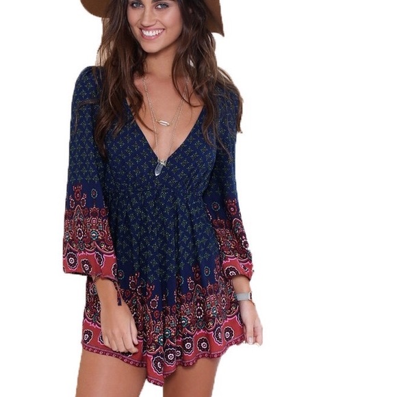 Navy deep v romper