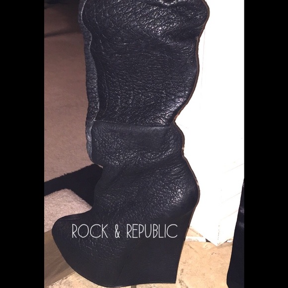 ROCK & republic OVERKNEE PLATFORM tumbled leather
