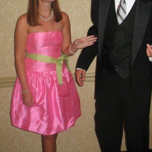 Pink Silk Strapless Dress - Picture 1 of 4