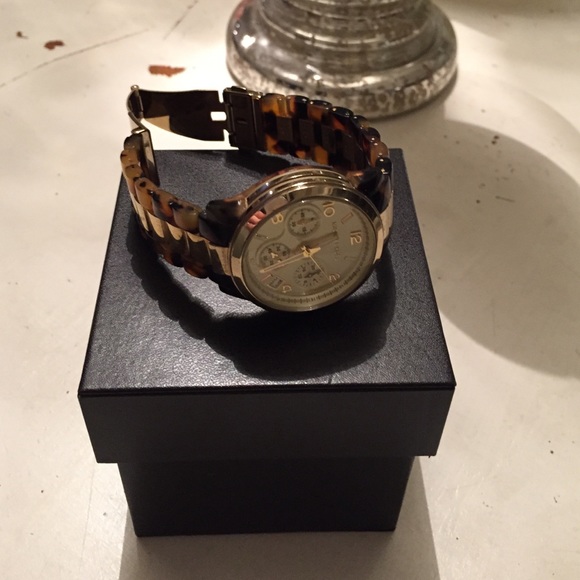 Michael Kors tortoise gold watch main image 2