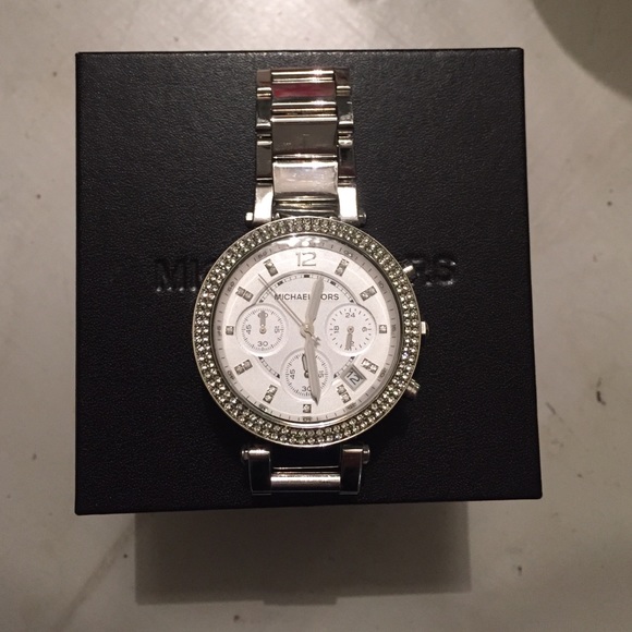 Gorgeous silver diamond MK watch
