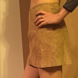 Short tan suede skirt