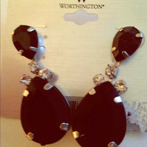 Worthington Black stone pierced earrings