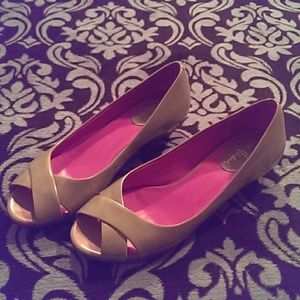 Cole Haan Nike Air Peep toe shimmer nude wedges