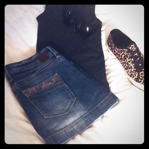 Express Denim Mini Skirt.