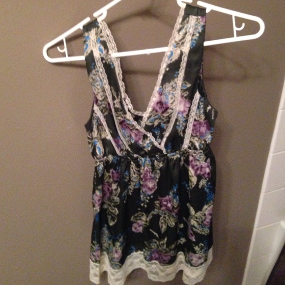Floral silk lace top