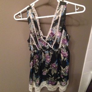Floral silk lace top
