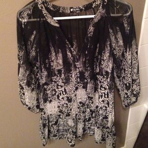 Black floral tunic shirt
