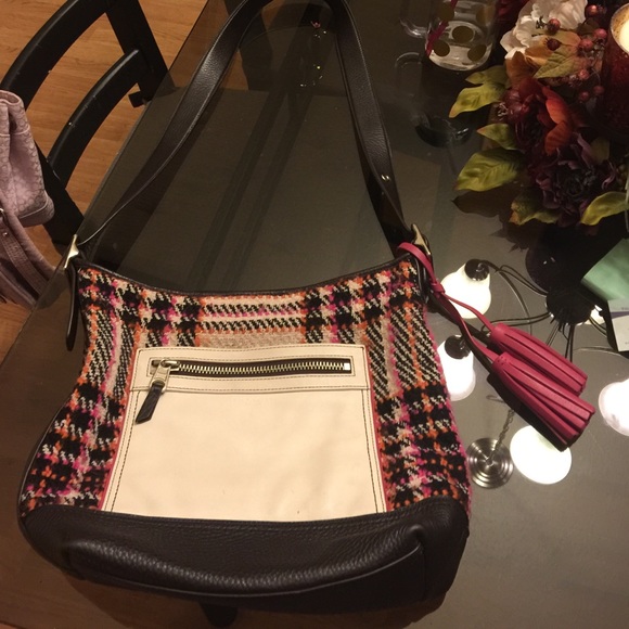 Coach Large Shoulder Bag with Pink Tassle