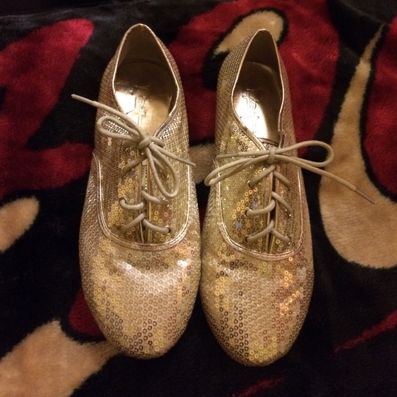 Gold Sequin oxfords