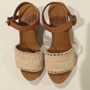 Cork heel wedge sandals!
