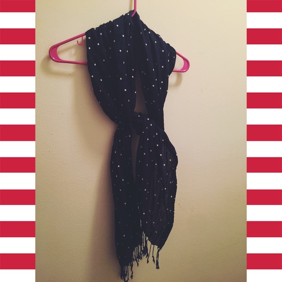 Navy polka dot scarf