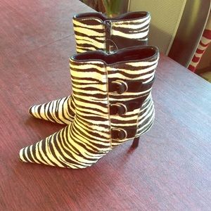 Final Price Mohair/Leather Zebra Print Boots