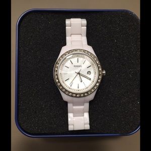 White Fossil Watch