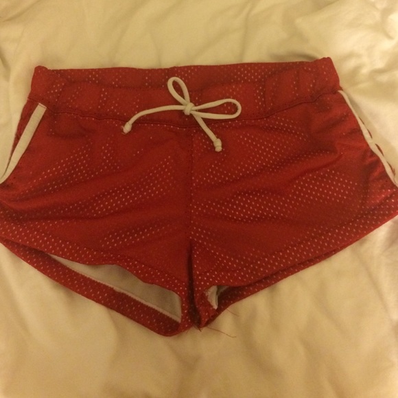 Red lifeguard shorts