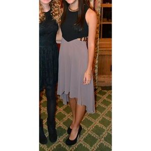Black and Beige High-Low Dress