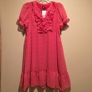 🎀👗 NEW 👗 🎀 Red and White Ruffled H&M Dress