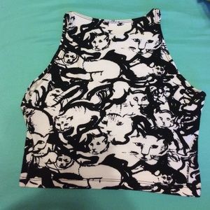 Cat print crop top