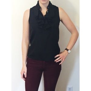 *last day** J. Crew Black Silk Ruffle Blouse