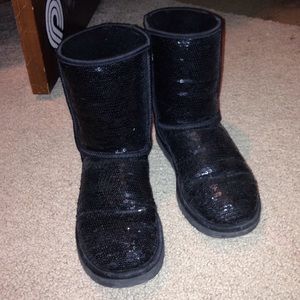 Black sequined UGGs boots