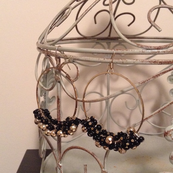 Gold Hoop Beaded Earrings