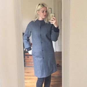 Kate Spade Saturday wool baseball coat gray