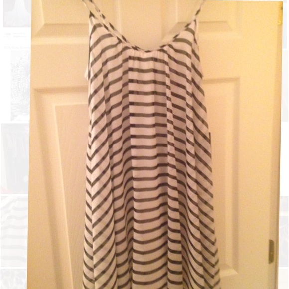 Express white with black stripe dress