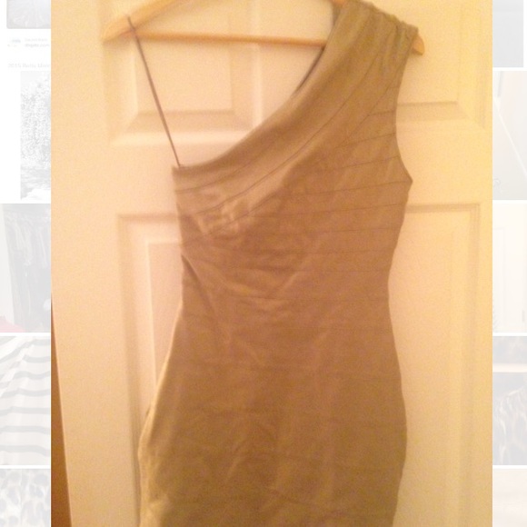 Express gold shimmer dress