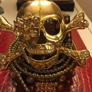 B.B Simon Brown Leather and Gold Swarovski Belt M