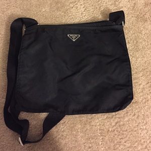 Auth Prada nylon black cross body bag on sale !!