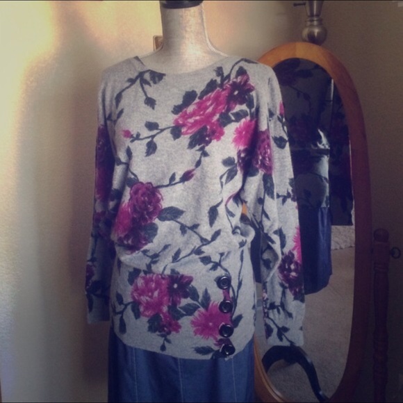 Christian Dior floral Angora Tunic Sweater