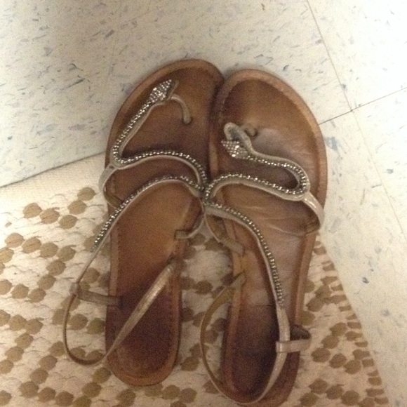 Silver snake sandals