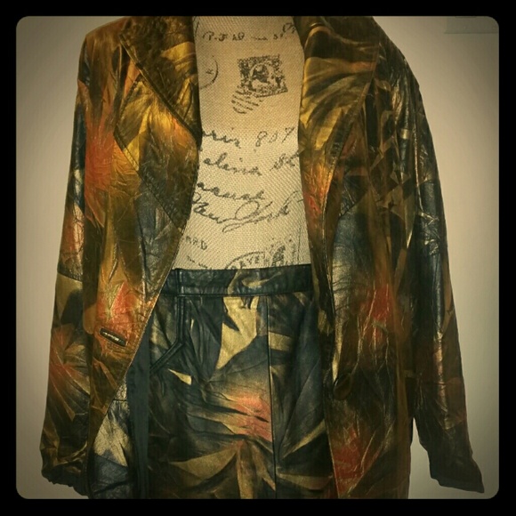 Vintage Leather Jacket & Skirt