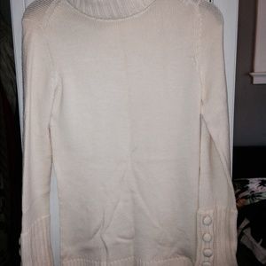 J.Crew cream sweater with button detail on sleeves