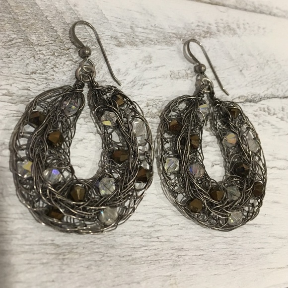 Liane By Design Crochet Swarovski Crystal Earrings